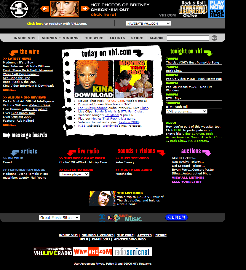 VH1 website in 2000