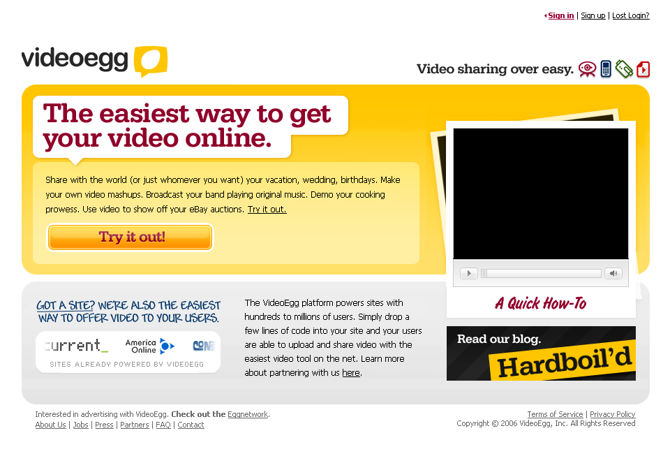 VideoEgg website in 2006