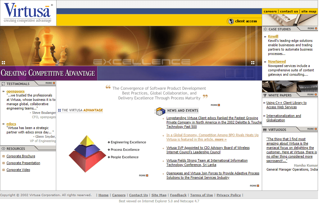 Virtusa website in 2002