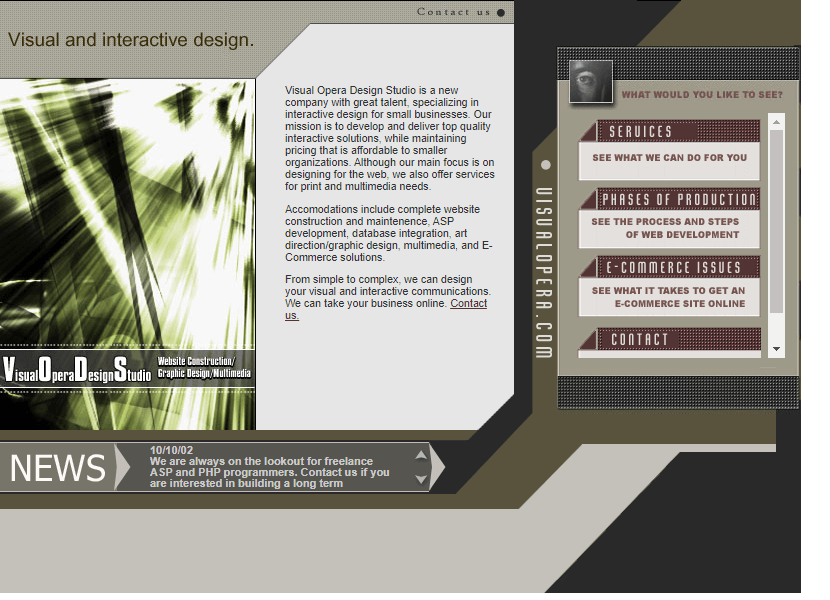 Visual Opera Design Studio website in 2002