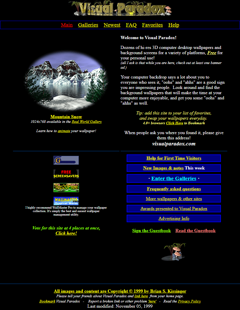 Visual Paradox website in 1999