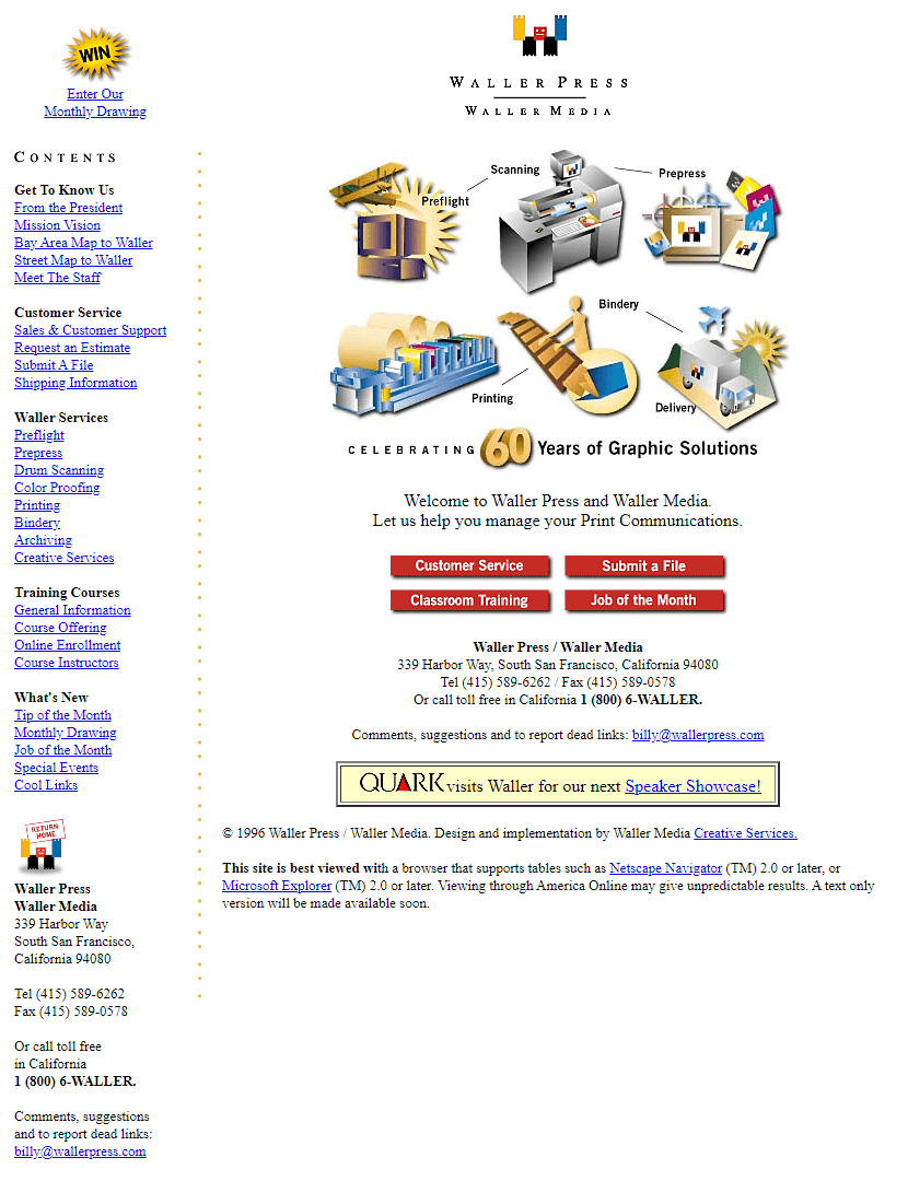 Waller website in 1996
