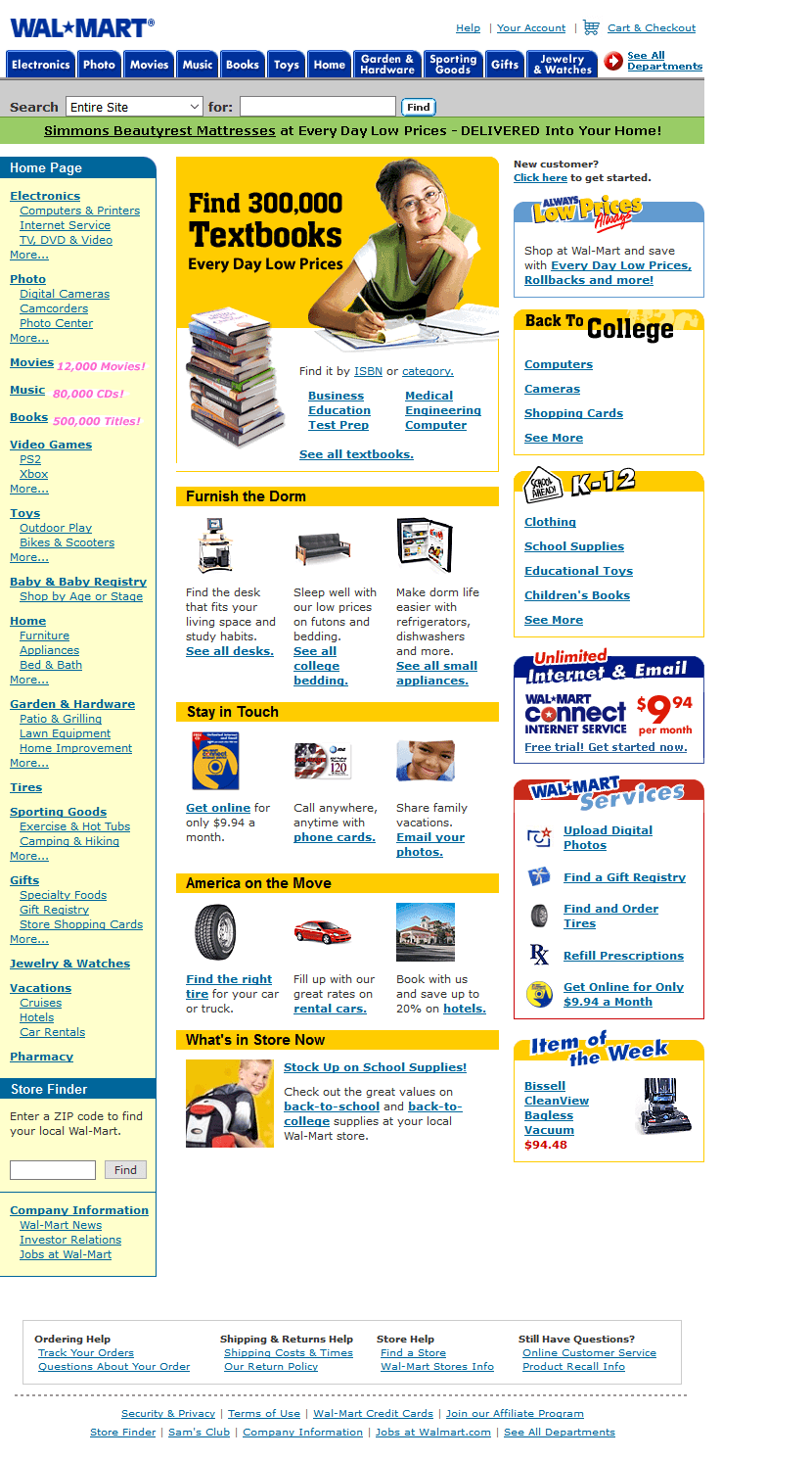 Walmart website in 2002