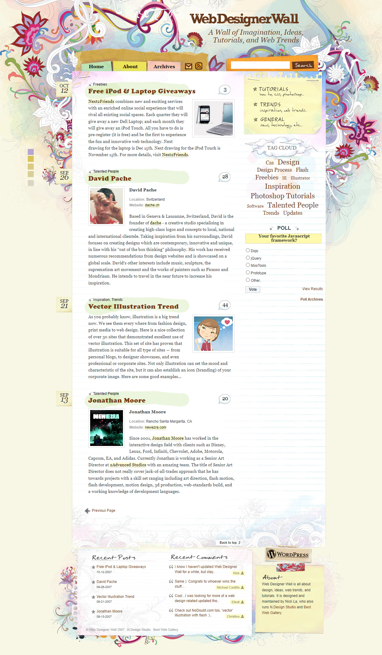 Web Designer Wall website in 2007