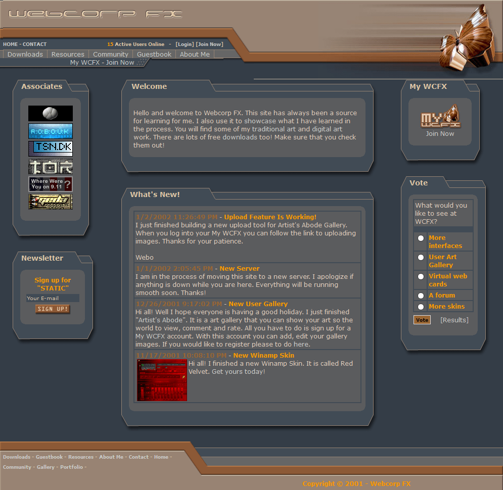 Webcorp FX website in 2002