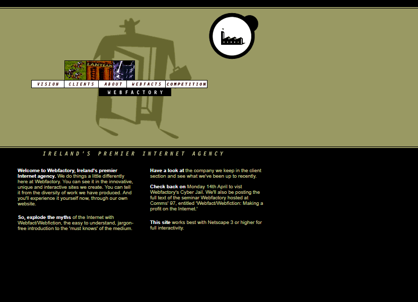 Webfactory website in 1997