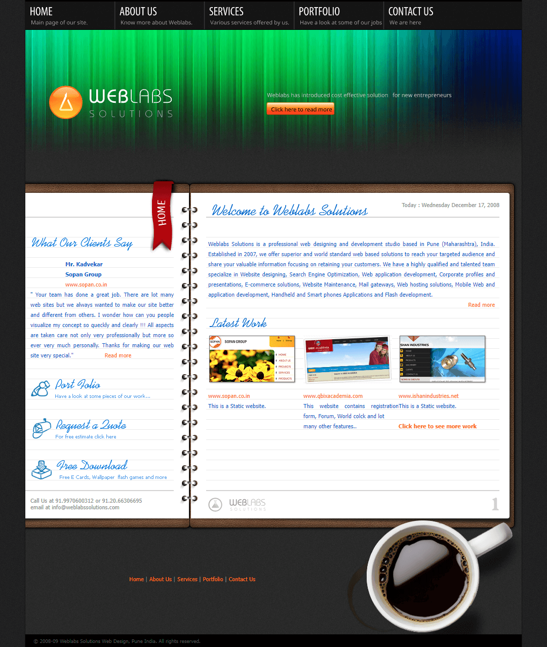 Weblabs Solutions website in 2008