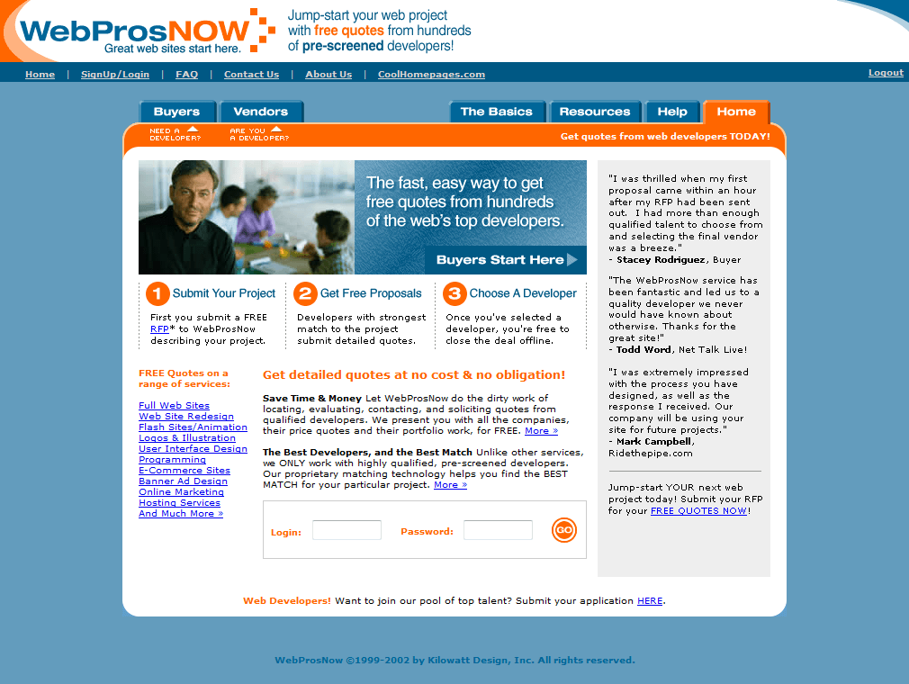 WebProsNow in 2002