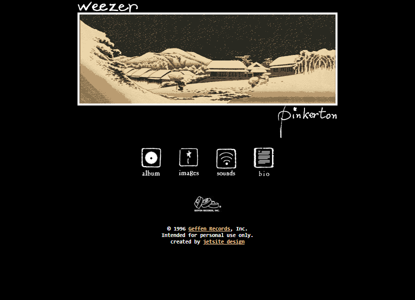 Weezer website in 1996