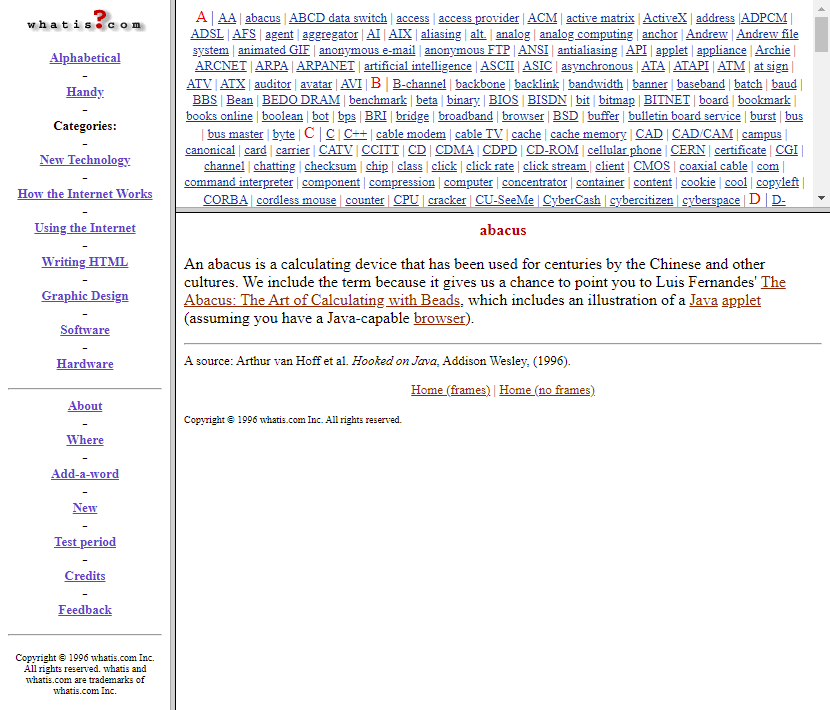 WhatIs website in 1996