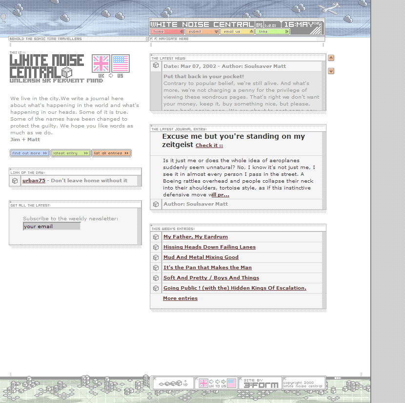 White Noise Central website in 2002
