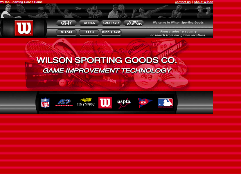 Wilson Sporting Goods website in 2001