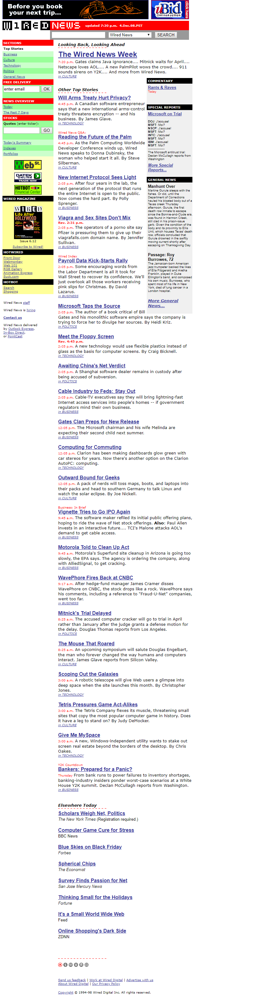 Wired News website in 1998