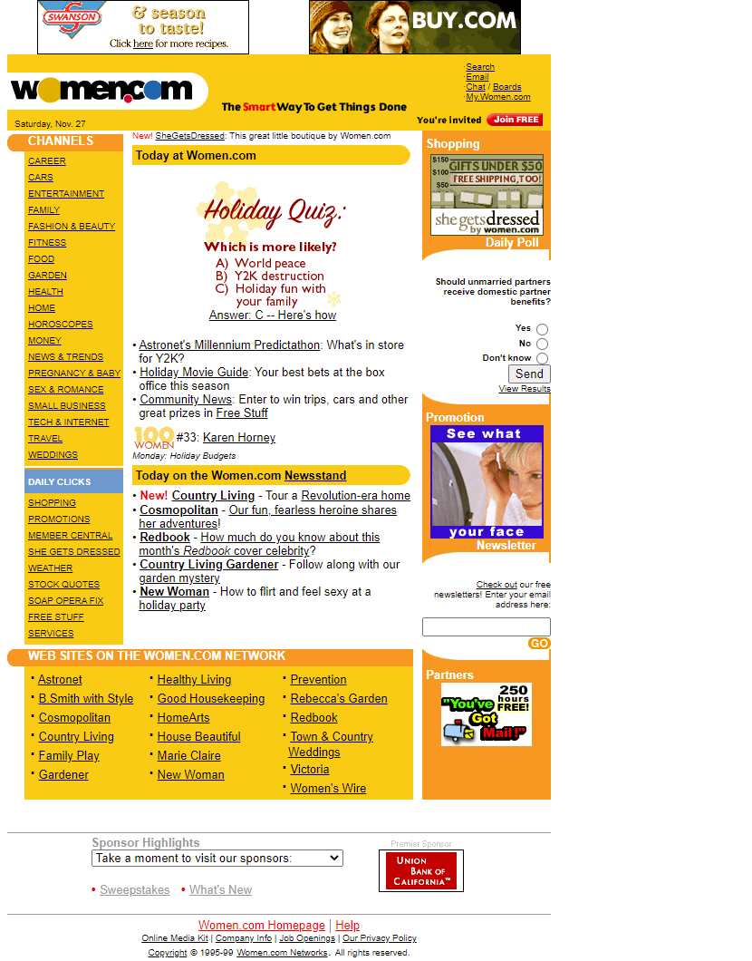 Women.com website in 1999