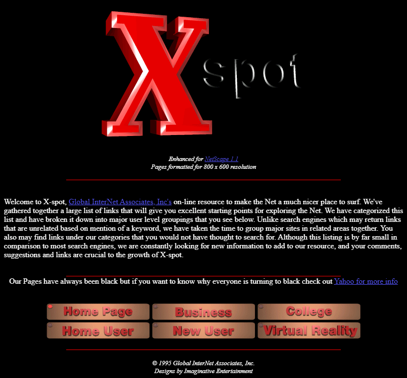 X-spot website in 1995