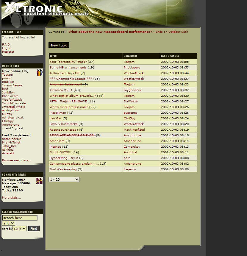 Xltronic website in 2002