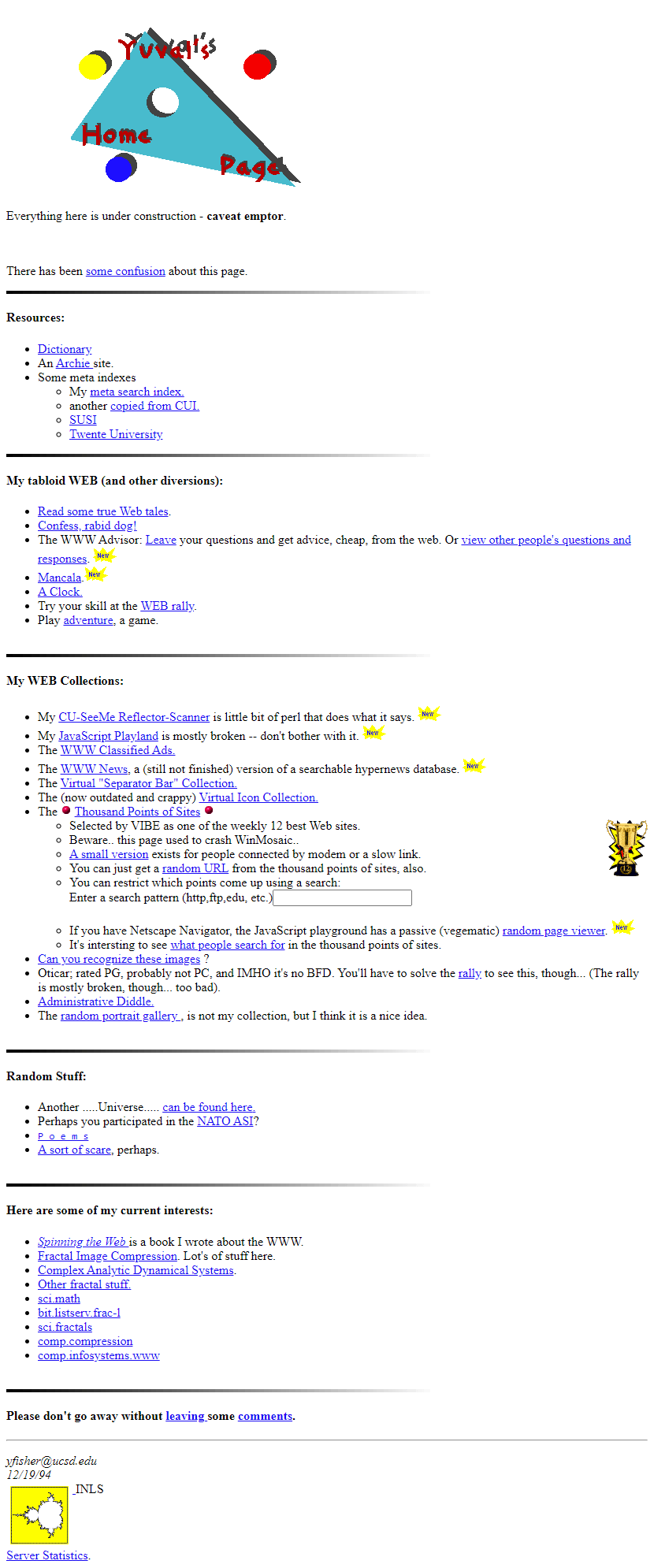 Yuval Fisher’s Home Page in 1994