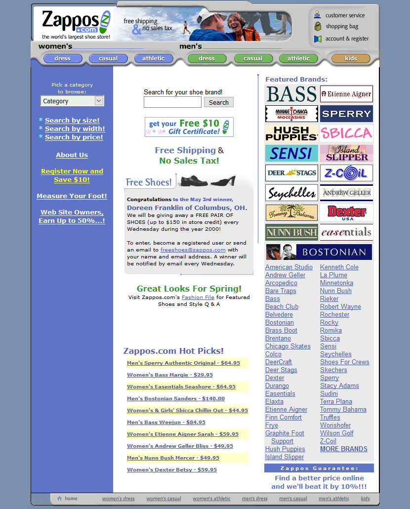 Zappos website in 2000