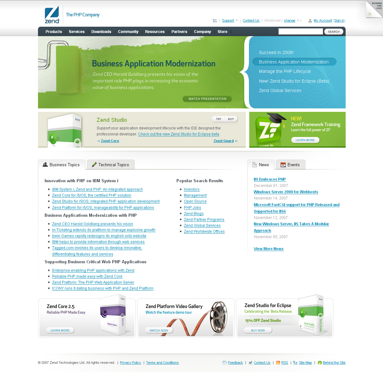 Zend – The PHP Company in 2007