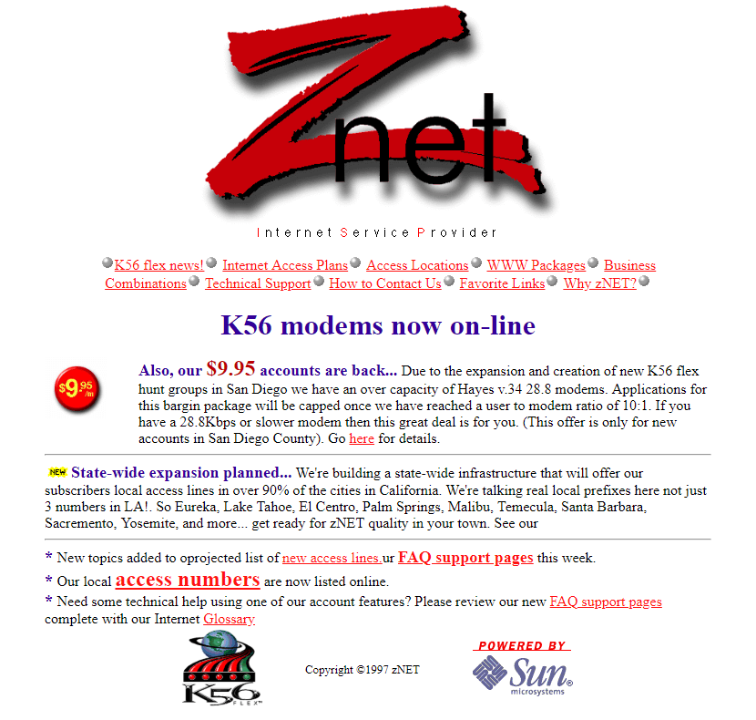 zNET website in 1996