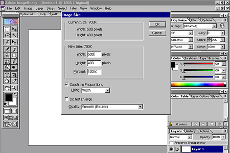 Adobe ImageReady 2.0 – Image Size