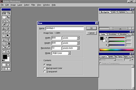 Adobe Photoshop 5.0 – New File