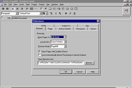 Adobe PageMill 3.0 – Preferences