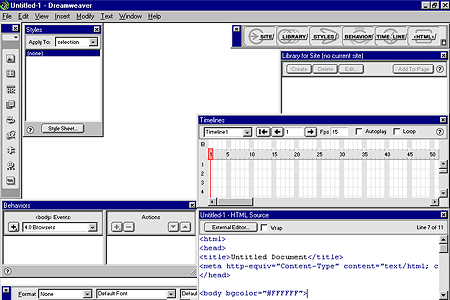 Macromedia Dreamweaver 1.2 – Workspace and Palettes