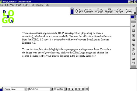 Macromedia Dreamweaver 1.2 – Story Column