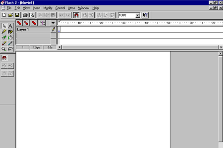 Macromedia Flash 2.0 – Empty Workspace