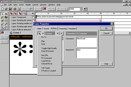 Macromedia Flash 3.0 – Frame Properties