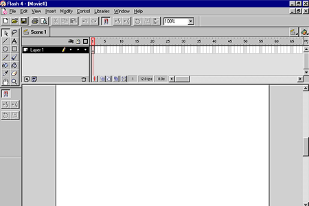 Macromedia Flash 4.0 – Empty Workspace