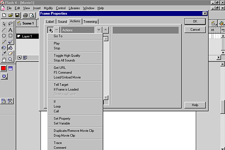 Macromedia Flash 4.0 – Frame Properties