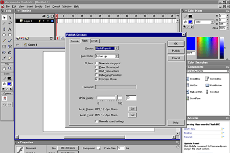 Macromedia Flash MX – Publish Settings