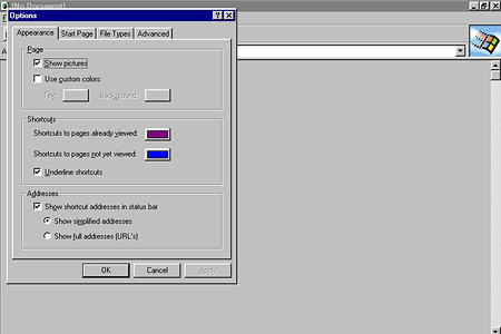 Internet Explorer 1.0 – Options