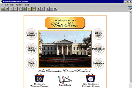 Internet Explorer 1.0 – The White House website in 1995
