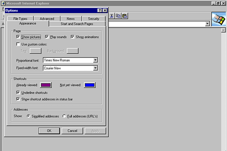 Internet Explorer 2.0 – Options