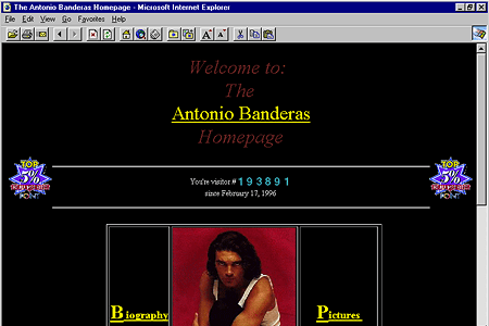 Antonio Banderas homepage in 1995