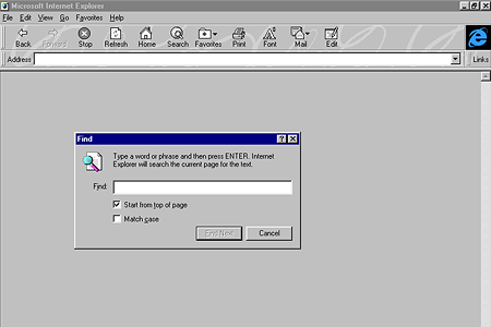 Internet Explorer 3.0 – Find