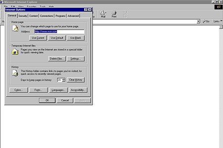 Internet Explorer 5.0 – Internet Options