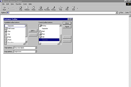Internet Explorer 5.0 – Customize Toolbar