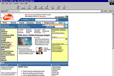 Internet Explorer 5.0 – MSN.com in 1999