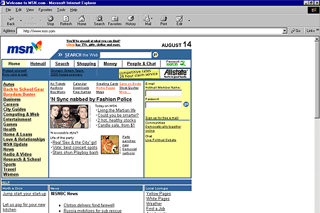 Internet Explorer 5.5 – MSN.com in 2000