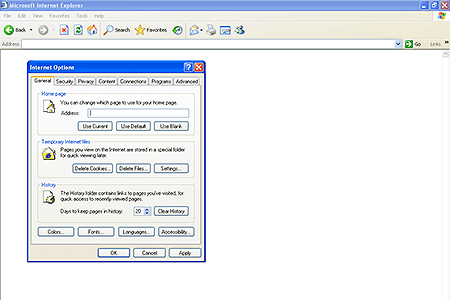 Internet Explorer 6.0 – Internet Options