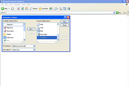 Internet Explorer 6.0 – Customize Toolbar