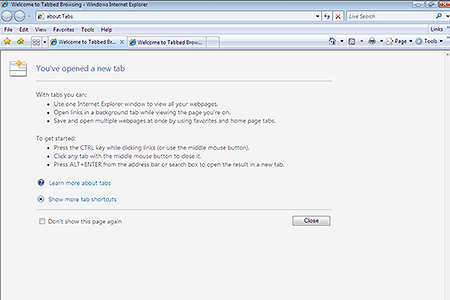 Internet Explorer 7.0 – Welcome to Tabbed Browsing