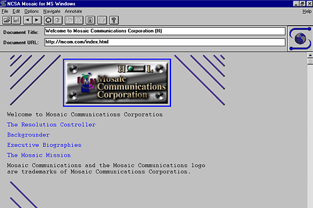 NCSA Mosaic 1.0 – Mosaic Communications Corporation