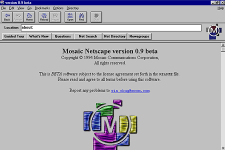 Mosaic Netscape version 0.9 beta