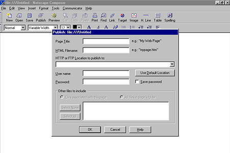 Netscape communicator 4.01 – Netscape Composer Publish