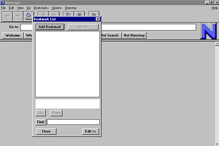 Netscape Navigator 1.0 – Bookmark List